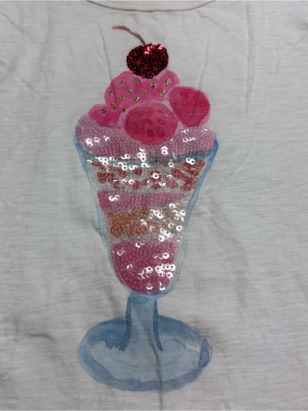 J. Crew Crewcuts Girls' Sequin Sundae Graphic T-shirt Cream Multi Size: XL - Picture 2 of 12